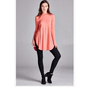 Emerald Large Womens Side Slit Open Back Coral Top